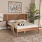 Baxton Studio Eridian MidCentury Modern Walnut Brown Finished Wood and Natural Rattan Queen Size Platform Bed 222-11891-ZORO - alternate 1